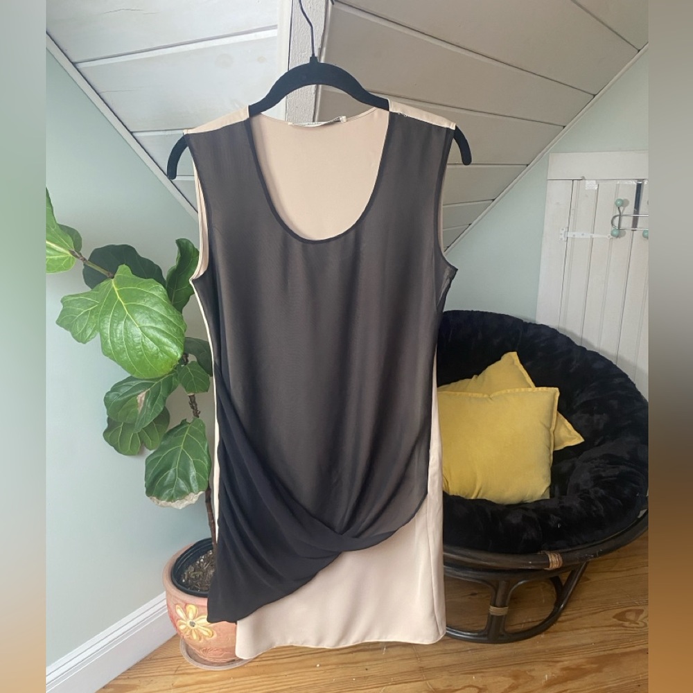All Saints Afia Dress Black Nude Twist Size 4 - Picture 1 of 12